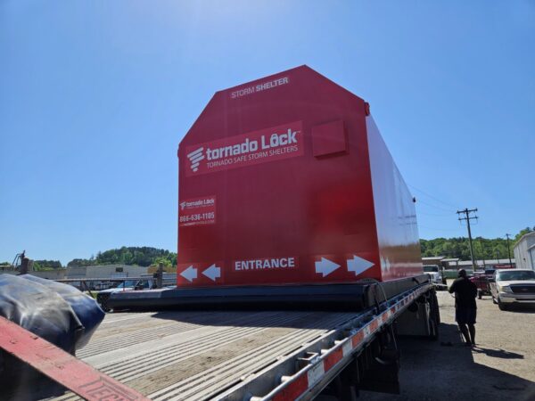 US Tornado Shelter Rental Unit on Delivery Truck