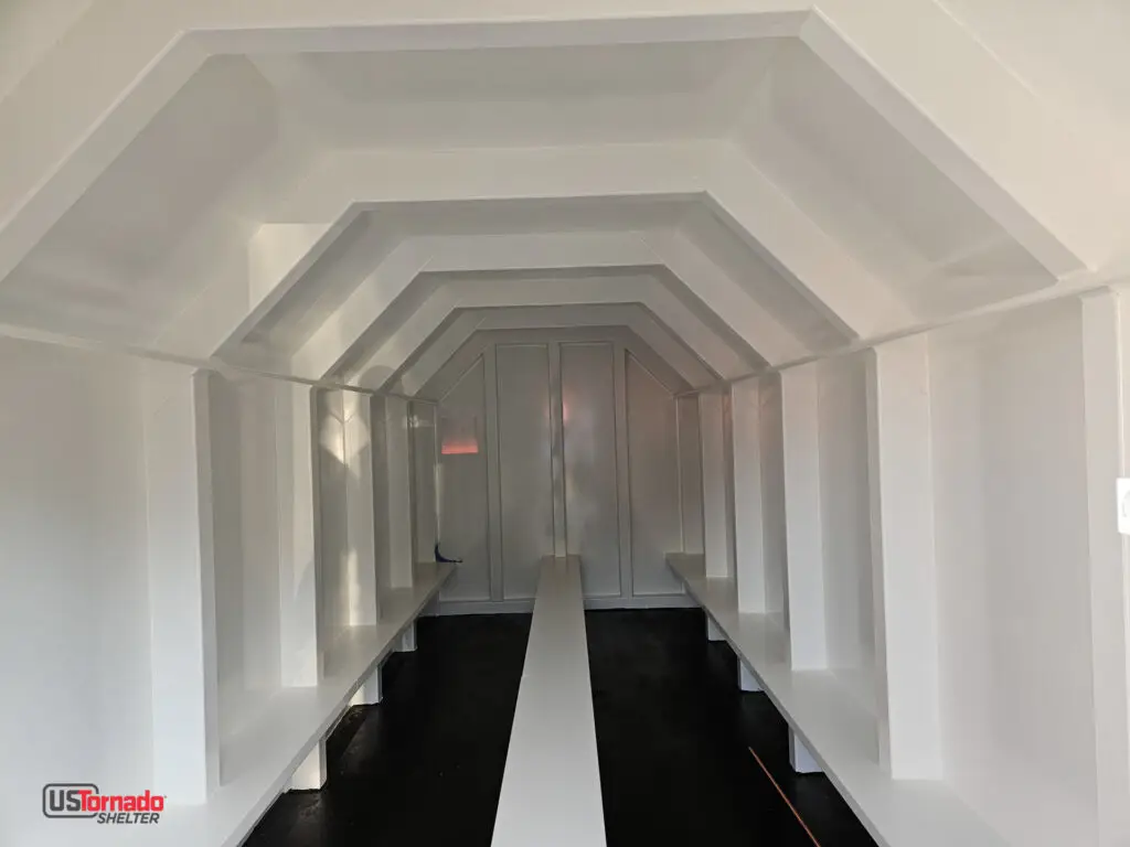 Steel tornado shelter installed on a commercial property