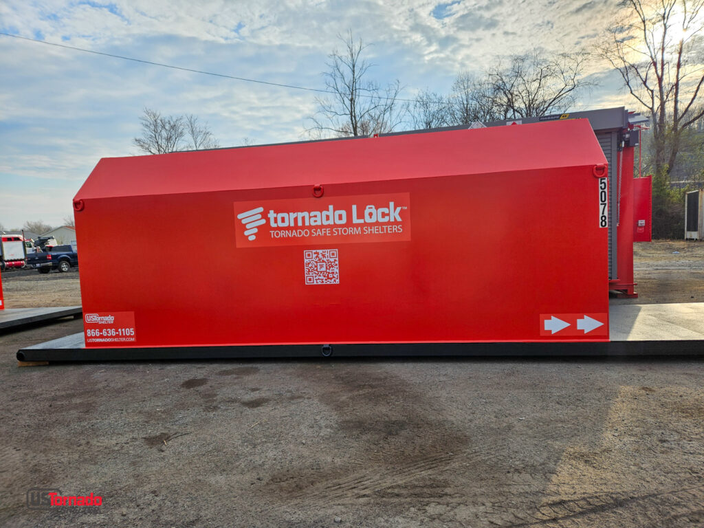 Steel commercial tornado shelter on site