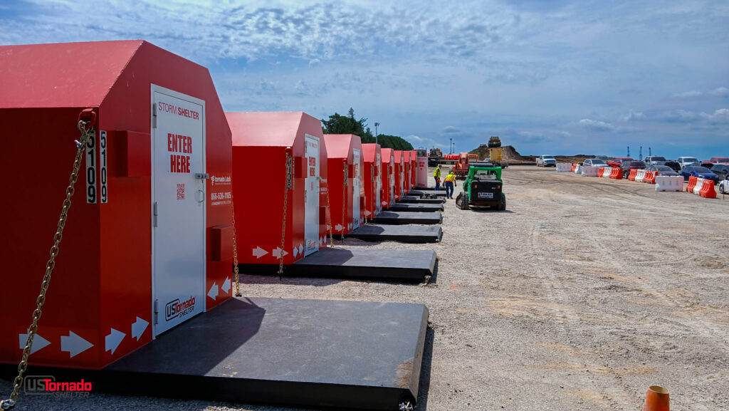 FEMA-rated commercial tornado shelter installed at a manufacturing facility