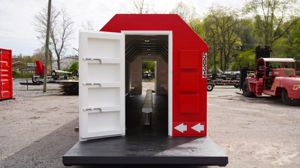 Mobile Tornado Shelter lengthwise door-to-door view