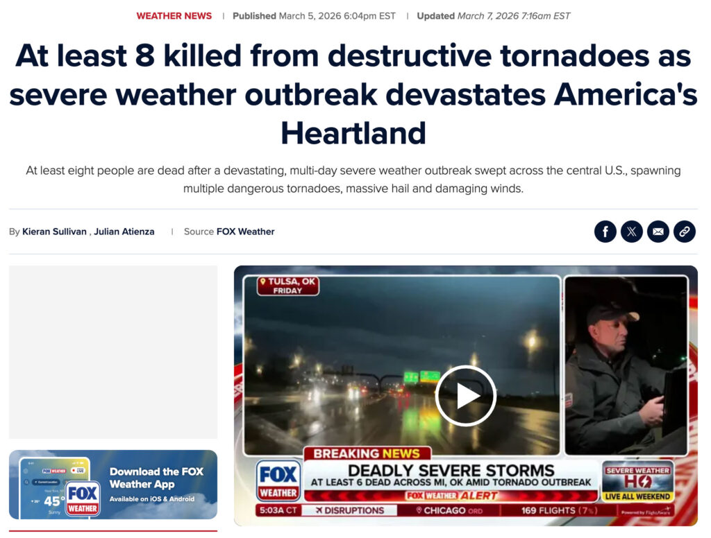 Fox News March 5th Tornado stories