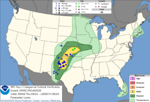 NOAA SPC Convective Outlook Map for May 15, 2026 -- Iowa