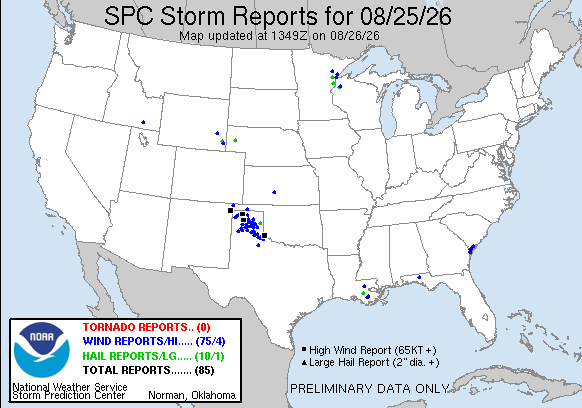 NOAA SPC Tornado News Map for August 26, 2026 -- Tornado -- EF-0 Tornado Hits Cedar Island