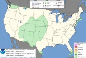 NOAA SPC Convective Outlook Map for September 28, 2026 -- Tornado -- Tornado Warning Hits Northwestern Parmer